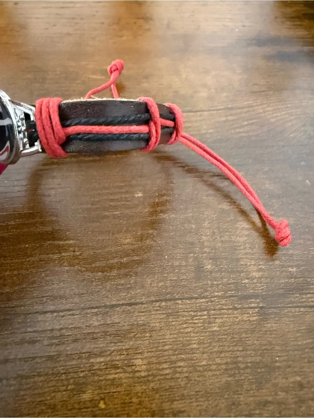 Georgia bulldogs Leather Cord Bracelet with Red Accent and Team Emblem
